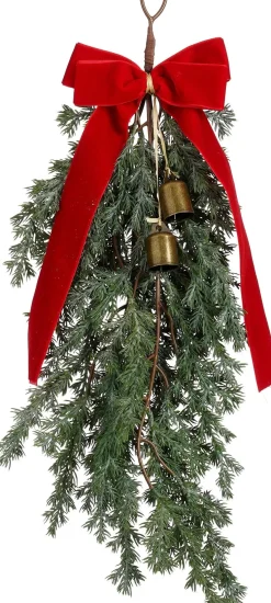 Mica Decorations kersthanger Swag bel rood 55 x 25 x 7 cm