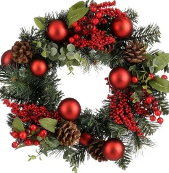 Mica Decorations kerstkrans Cara bessen rood D 40 H 11 cm
