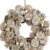 Mica Decorations kerstkrans Hanley wit dennenappels D 34 H 9 cm