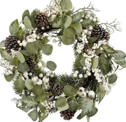 Mica Decorations kerstkrans Finley bessen wit D 50 H 11 cm