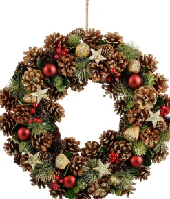 Mica Decorations kerstkrans Roslyn bruin dennenappels D 45 H 9 cm