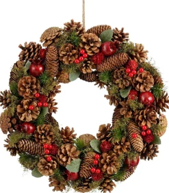 Mica Decorations kerstkrans Landon bruin dennenappels D 45 H 9 cm