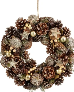 Mica Decorations kerstkrans Brant brons dennenappels D 34 H 9 cm