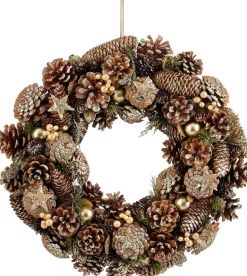 Mica Decorations kerstkrans Brant brons dennenappels D 45 H 9 cm