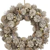Mica Decorations kerstkrans Hanley wit dennenappels D 45 H 9 cm