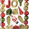 Mica Decorations kerst ornament Joy mix groen / rood / goud D 6 cm 26 stuks