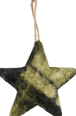 Mica Decorations kerst ornament ster groen D 15 H 4 cm