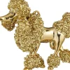 Mica Decorations kerst ornament poedel goud 13,5 x 6,5 x 10,5 cm