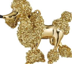 Mica Decorations kerst ornament poedel goud 13,5 x 6,5 x 10,5 cm