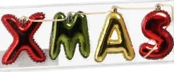 Mica Decorations kerstslinger xmas rood / groen / goud 7,5 x 2,5 x 10 cm