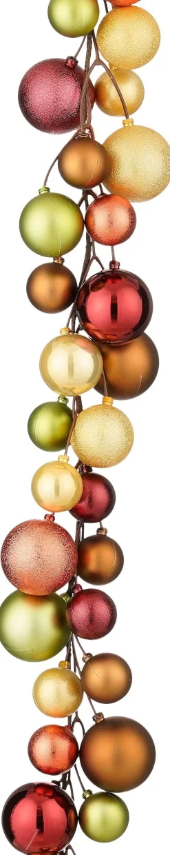 Mica Decorations kerstslinger ballen bruin / goud 1,8 m