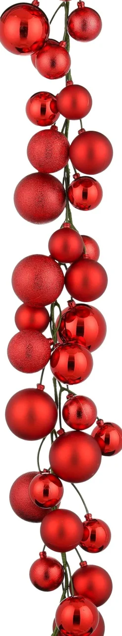 Mica Decorations kerstslinger ballen donkerrood 1,8 m