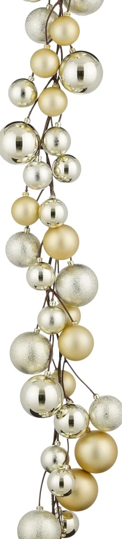 Mica Decorations kerstslinger ballen beige 1,8 m