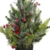 Mica Decorations mini kunstkerstboom besneeuwd bessen rood D 18 H 45 cm