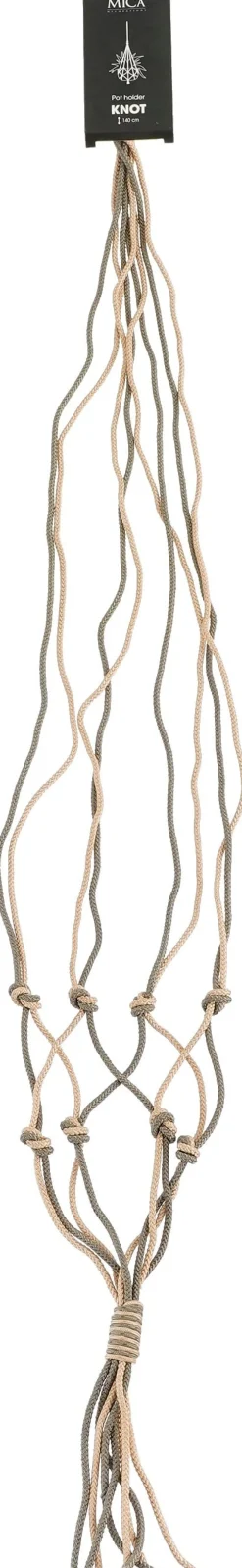 Mica Decorations plantenhanger macramé Knoop bruin / beige H 140 cm