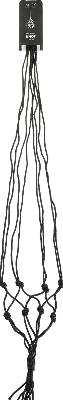 Mica Decorations plantenhanger macramé Knoop zwart H 140 cm