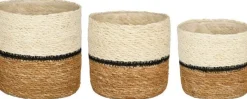 Mica Decorations plantenmand Damian lijnen crème D 16 H 16 cm