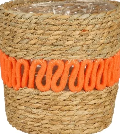 Mica Decorations plantenmand Fernandez naturel / oranje D 13 H 12 cm