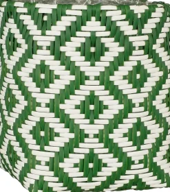 Mica Decorations plantenmand Merlijn groen / wit 24 x 24 x 26 cm