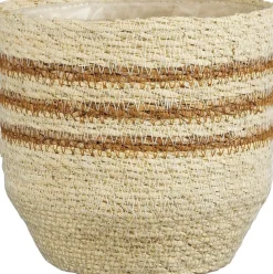 Mica Decorations plantenmand Lena naturel / oranje D 16 H 16 cm
