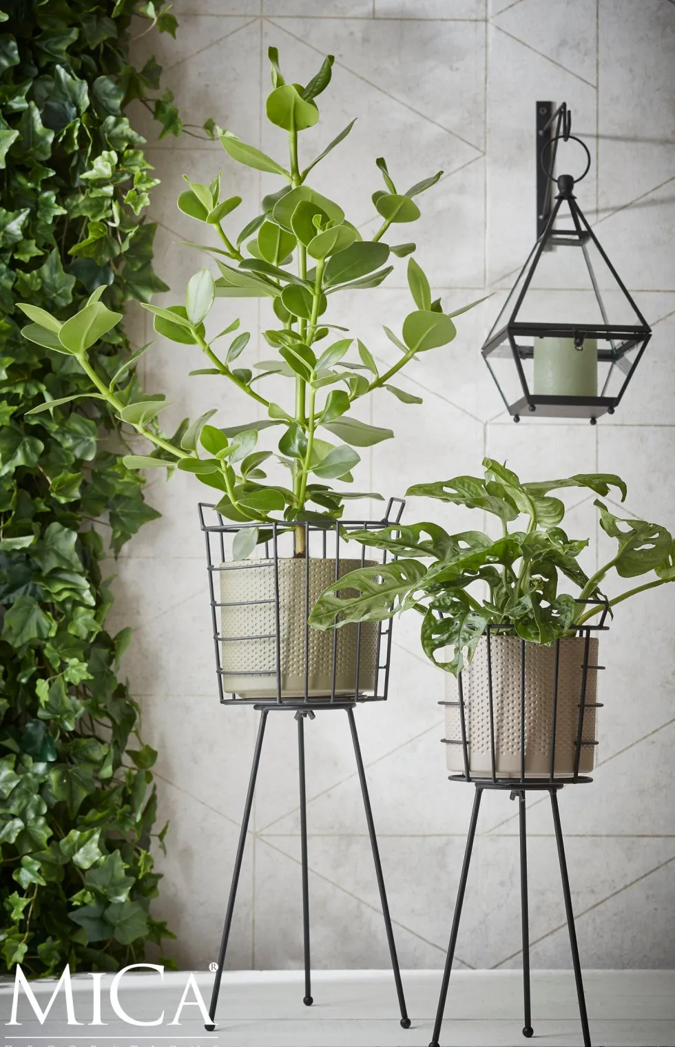 Mica Decorations plantenstandaard Midar zwart D 19 H 50 cm