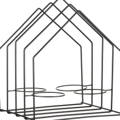 Mica Decorations pothouder huis zwart 34 x 29 x 40 cm