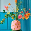 Mica Decorations vaas Smiley roze / geel D 28,5 H 28 cm