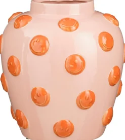Mica Decorations vaas Smiley roze / oranje D 30 H 32,5 cm