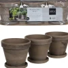 Mica Outdoor bloempot Stan met schotel D 13,5 H 12 cm set van 3