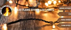 Miniverlichting vlam effect met 120 lampjes warm white 9 m