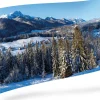 My Village kerstdorp achtergrond winterlandschap 150 x 75 cm