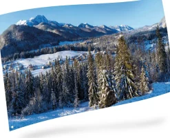 My Village kerstdorp achtergrond winterlandschap 150 x 75 cm