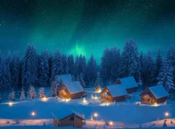 My Village kerstdorp achtergrond Noorderlicht LED 76 x 1,5 x 56 cm