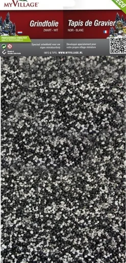 My Village kerstdorp ondergrond grindfolie 30 x 14 cm zwart / wit