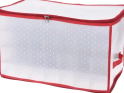 Opbergdoos transparant / rood 53 x 32 x 31 cm