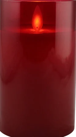 Peha Magic LED kaars in glas rood D 7,5 H 12,5 cm