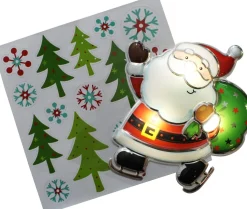 Peha Magic sticker kerstman 3D groen / rood met LED 23 x 29 cm