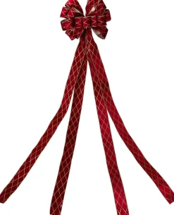 Piek strik met linten ruiten rood 130 x 33 cm