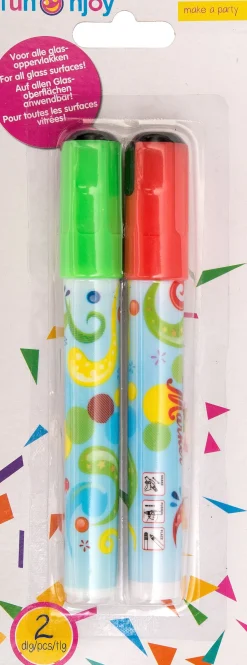 Raam krijtstift 2 stuks groen / rood
