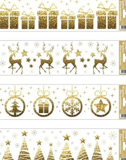 Raamsticker kerstmis goud 12 x 45 cm