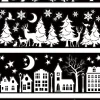Raamsticker kerstmis huisjes en bomen 21 x 60 cm
