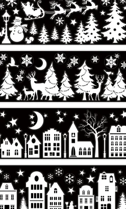 Raamsticker kerstmis huisjes en bomen 21 x 60 cm