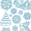 Raamsticker kerstmis sneeuw wit/blauw 30 x 42 cm