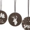 Ronde houten hanger 9 cm 3 stuks
