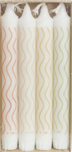 Rustik Lys dinerkaars By Kimmi wit swirl 7 uur D 2,2 H 19 cm 4 stuks