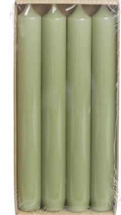 Rustik Lys dinerkaars Gloss groen 8 uur 4 stuks
