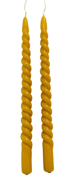 Rustik Lys dinerkaars Swirl geel 8,5 uur 2 stuks