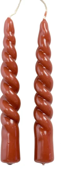 Rustik Lys dinerkaars Swirl mini rood 4 uur 2 stuks