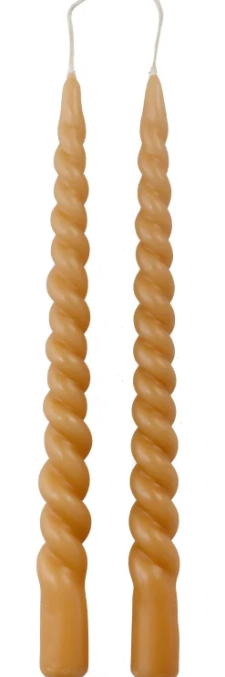 Rustik Lys dinerkaars Swirl oranje 8,5 uur 2 stuks