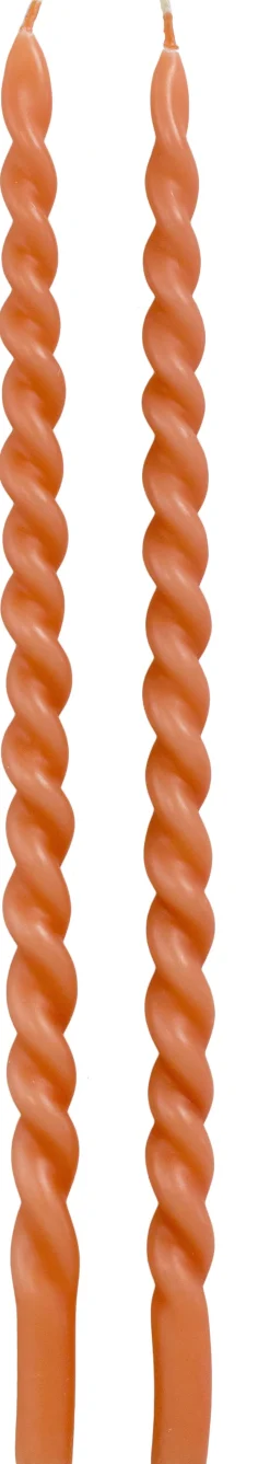 Rustik Lys dinerkaars Swirl terracotta 4 uur 2 stuks